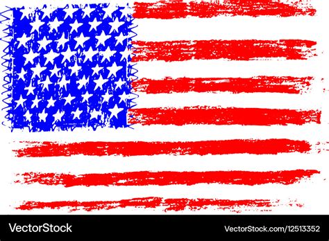 American flag pencil drawing kid sty Royalty Free Vector