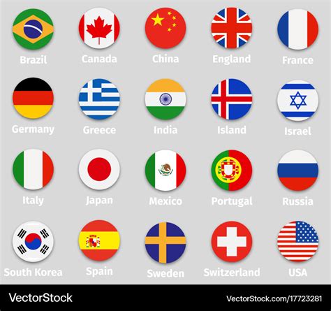 World flags round icons set Royalty Free Vector Image