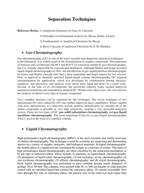 Separation Techniques | PDF | Chromatography | Mass Spectrometry