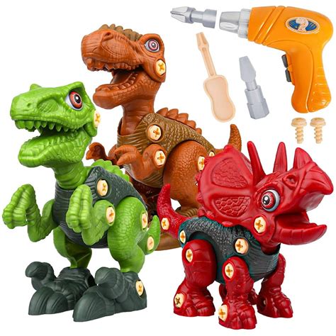 Take Apart Dinosaur Toys for Boys Building Toy Set with Electric Drill Construction Engineering ...