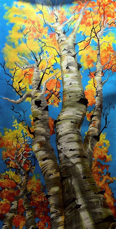 Buy Birch trees Painting with Acrylic on Canvas by Pallavi Singhal ...