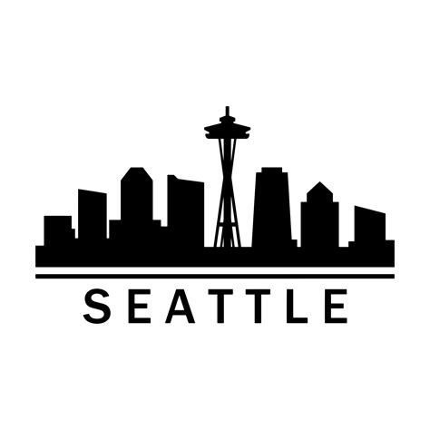 Seattle Skyline Illustrated On White Background 3371198 Vector Art at ...