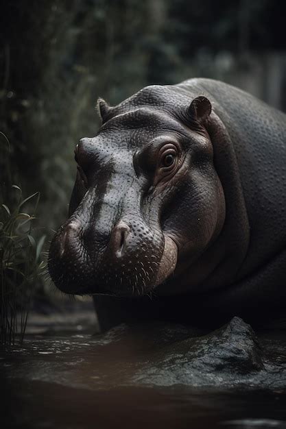 Premium AI Image | Hippopotamus in natural habitat