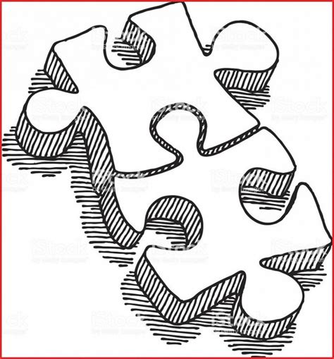 Blank Jigsaw Piece Template New Puzzle Piece Drawing Two Puzzle Pieces Connection Drawing Puzzle ...