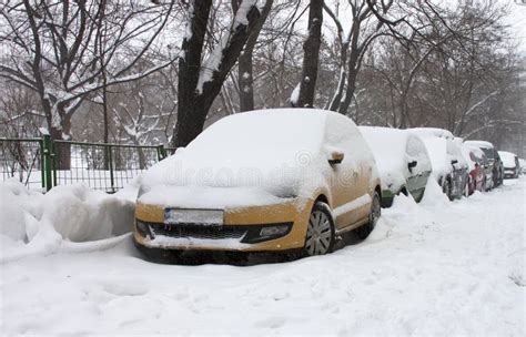 Snowy cars stock photo. Image of dirty, town, blocked - 37233360