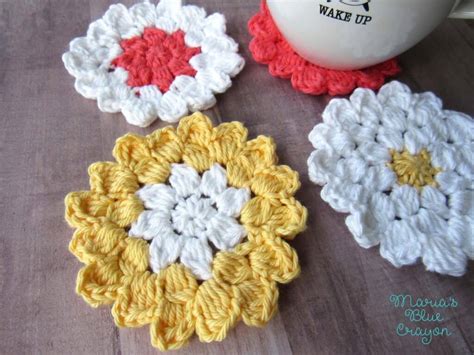 Crochet Flower Coaster Pattern - Maria's Blue Crayon