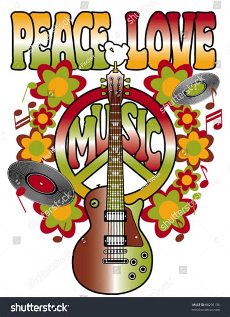 Retro Design Guitar Peace Symbol Dove Stock Vector (Royalty Free) 68296138 | Shutterstock