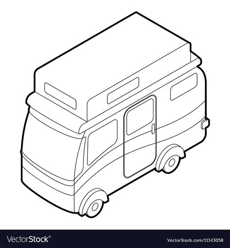 Travelling camper icon outline style Royalty Free Vector