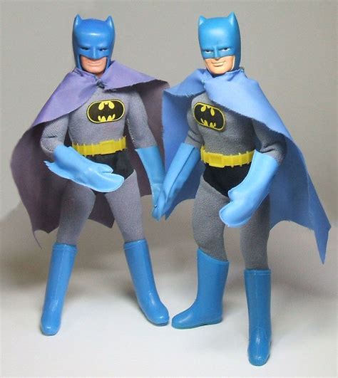 1970s Mego 8" Batman figures. Note the original figure (left) with ...