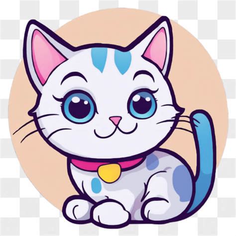 Download Happy White Cat with Blue Eyes Cartoons Online - Creative Fabrica