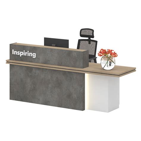 JARIN Reception Desk 2.4M Right Panel - Carbon Grey & White Colour– Modern Furniture