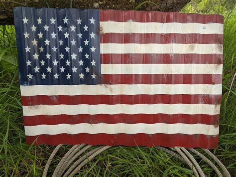 Corrugated Metal Flag Rustic American Flag Barn Metal - Etsy