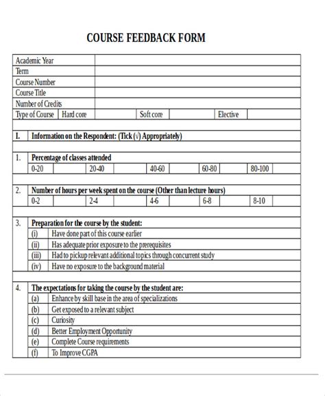 Student Feedback Form Template | HQ Printable Documents