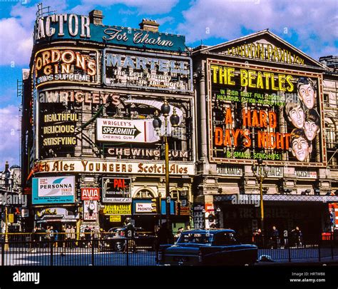 Piccadilly Circus in 1964 during Movie run of the Beatles in A Hard Stock Photo - Alamy