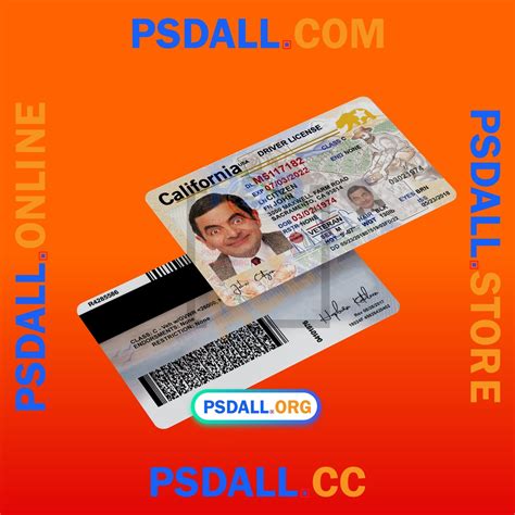 California Driver License PSD Template V1 - psdall.org