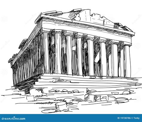 Ancient Greek Parthenon Drawing