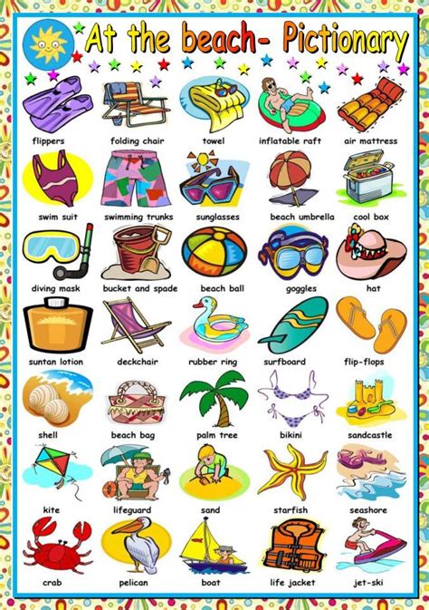 At The Beach | English vocabulary, Vocabulary, English lessons for kids