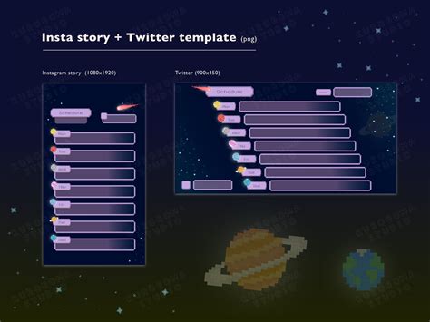 ENG Ver. Stream Schedule Template Pixel Galaxy Theme Twitch Social ...