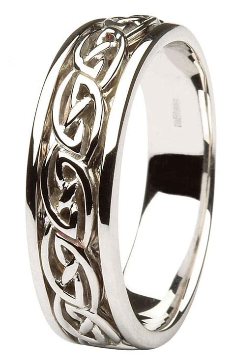 Mens Celtic Wedding Ring 14K White Gold #thecoolest | Celtic knot ...