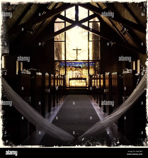 Historic chapel interior at Mount Hermon Conference Center. Santa Cruz County, California, USA ...