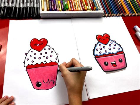 Art For Kids Hub Valentines Cupcake - Draw-mega