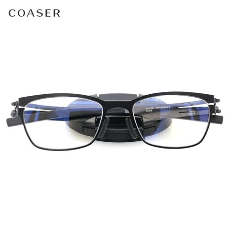 Germany Quality Stainless Steel metal frame Glasses Men Square Myopia prescription eyewear ...