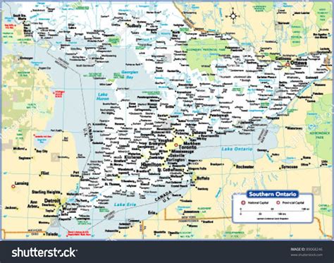 Southern Ontario Map Stock Vector 89068246 : Shutterstock