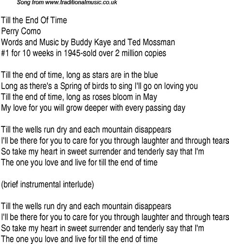 Top songs, 1945 music charts: lyrics for Till The End Of Time