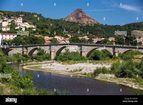 France, Gard, Ales, bridge on the Gardon with a view of the slag heap Stock Photo - Alamy