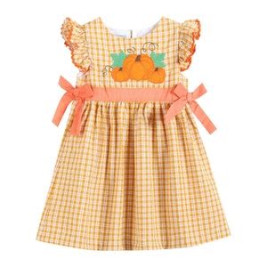 Orange Gingham Pumpkin Bow Dress - Etsy