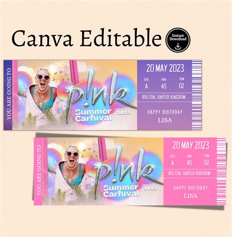 Surprise Pink Concert Tickets. Summer Carnival Tour 2023 - Etsy Australia