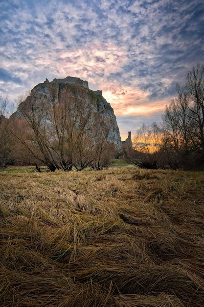 Premium Photo | Devin castle ruins and sunset slovakia