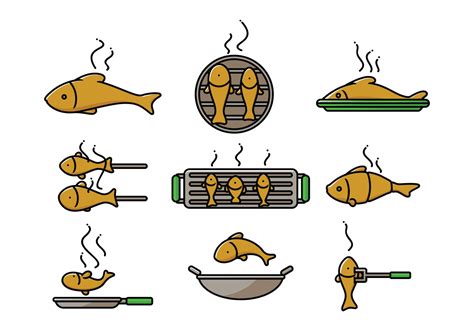 Fish Fry Icons Vector 118090 Vector Art at Vecteezy