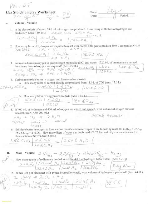 Stoichiometry Problems Worksheet 1 Answers - Worksheets