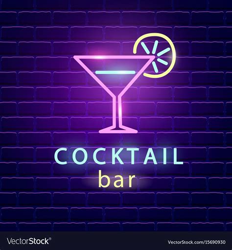 Cocktail bar neon logo vector image on VectorStock | Neon logo, Menu ...