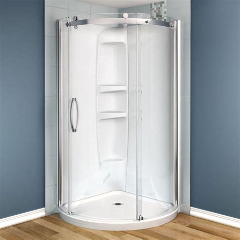 MAAX Olympia 36 in. x 36 in. x 78 in. Acrylic Corner Round Shower Stall in White with Sliding ...