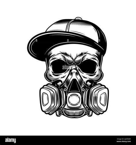 Skull of graffiti artist vector illustration. Head of skeleton in ...