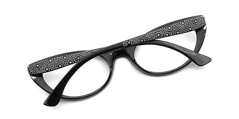 Ezra Black Cat Eye Unique Plastic Eyeglasses | Muukal.com