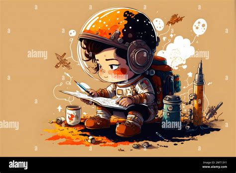 Cartoon kid space explorer. Art for artist creativity and inspiration ...