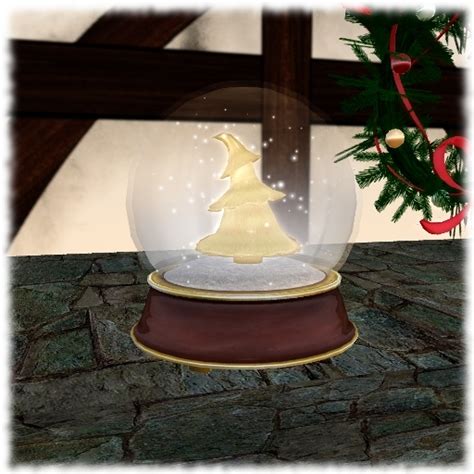 Second Life Marketplace - Musical Pine Tree Snow globe with Wood Base