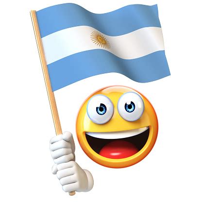 Emoji Holding Argentinian Flag Emoticon Waving National Flag Of Argentina 3d Rendering Stock ...