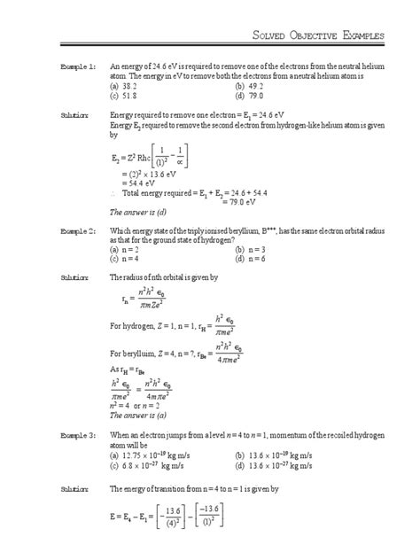 Solved Examples and Excercise | PDF | Photoelectric Effect | Electronvolt