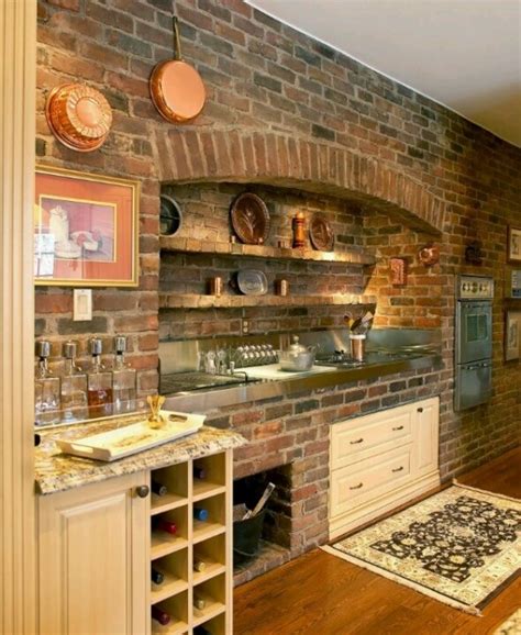 Parete mattoni a vista cucina: 69 cucine con paretI di mattoni