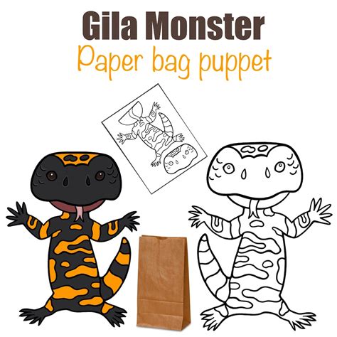 Gila Monster Paper Bag Puppet Template Digital Download - Etsy