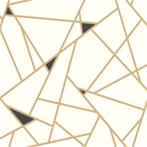 RY2702 | White & Gold Prismatic Modern Geometric Lines Wallpaper