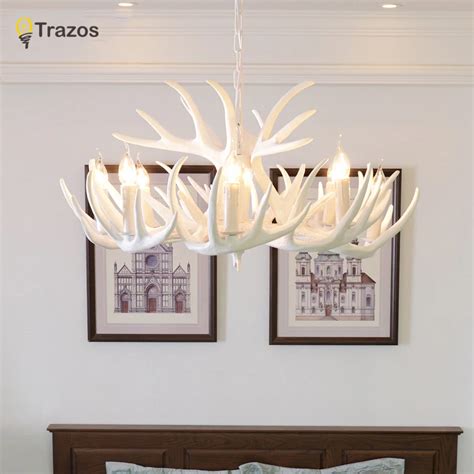 Antlers Resin Chandelier Lamp Modern White Antler Chandelier Lustre Chandeliers E14 Vintage ...