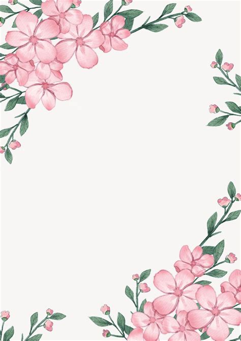 Floral Plants With Pink Flowers Page Border Background Word Template And Google Docs For Free ...