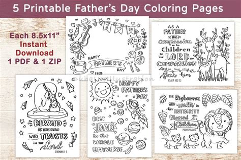 Printable Father's Day Bible Verse Coloring Pages, Father's Day Scripture Card, Christian Kids ...