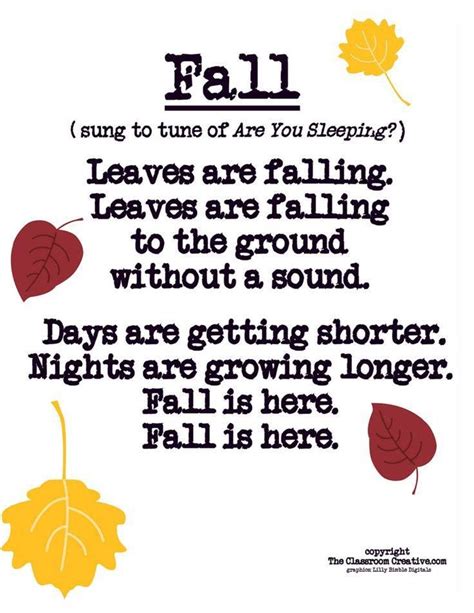 Fall is here (preschool) | Fall kindergarten, Classroom songs, Kindergarten songs