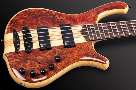 Mayones Victorious 5 Classic Bass, Redwood Burl top, Swamp Ash body ...